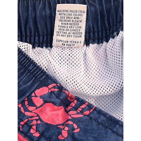 Men's Swim Trunks Blue Crab Print Drawstring Elastic Waist Casual Shorts - Picture 7 of 10